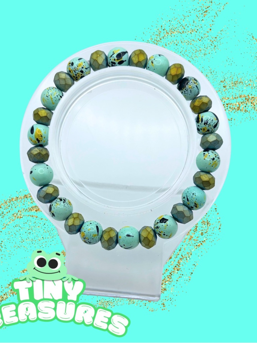 Hand made Turquoise and Gold Splatter Bracelet